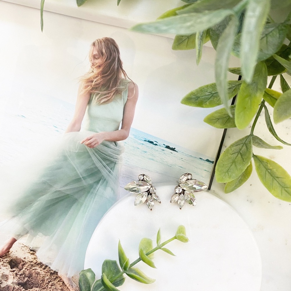 "Lennox" Earrings || Clear Crystal Statement - Picture 2 of 10